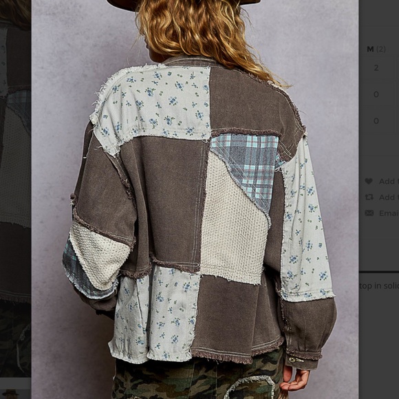 POL “Ana 2 “ POL Printed and Twill  Fabric Mixed Jacket Shacket - Picture 4 of 5